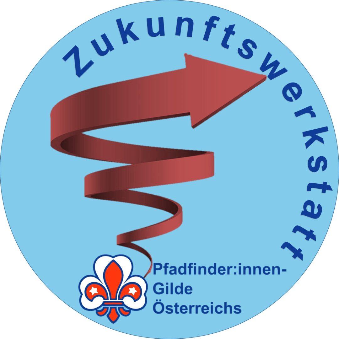 Logo der Zukunftswerkstatt, Spirale in Weinrot. Gestaltung: Andreas Schefzig